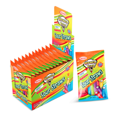 WICKED FIZZ RAINBOW SOUR PIPES 70G 1X12
