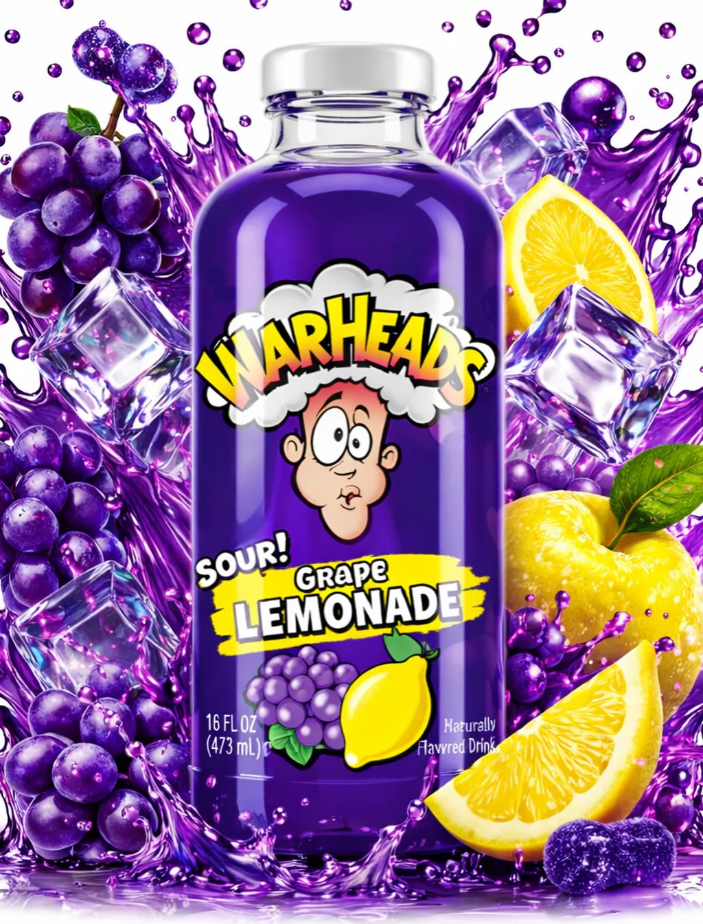 WARHEADS GRAPE LEMONADE 473ML 1X12