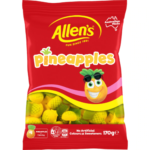 ALLEN'S PINEAPPLES PEG BAG 170G X12