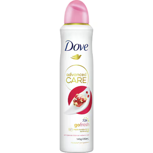 DOVE ANTIPERSPIRANT ADVANCED CARE GO FRESH POMEGRANATE AND LEMON VERBENA SCENT 250ML 1X6