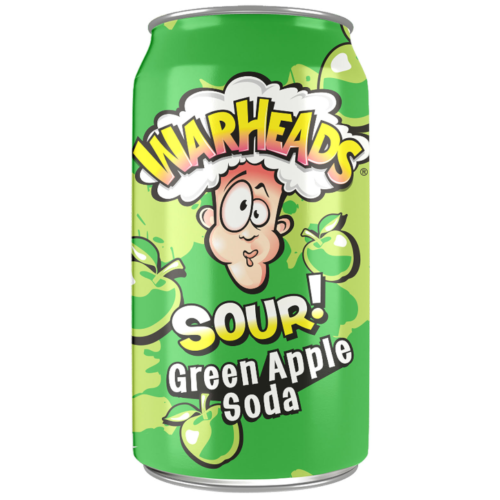 WARHEADS GREEN APPLE SOUR SODA 355ML 1X12