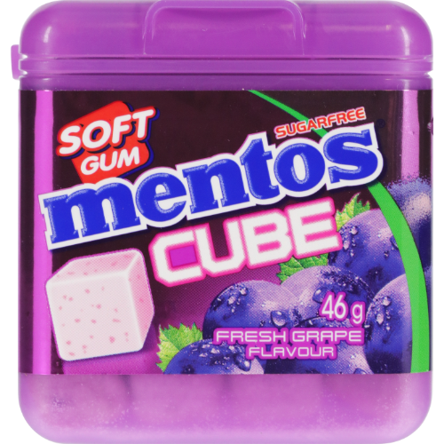 MENTOS CUBE GUM ICE GRAPE 46G 1X4