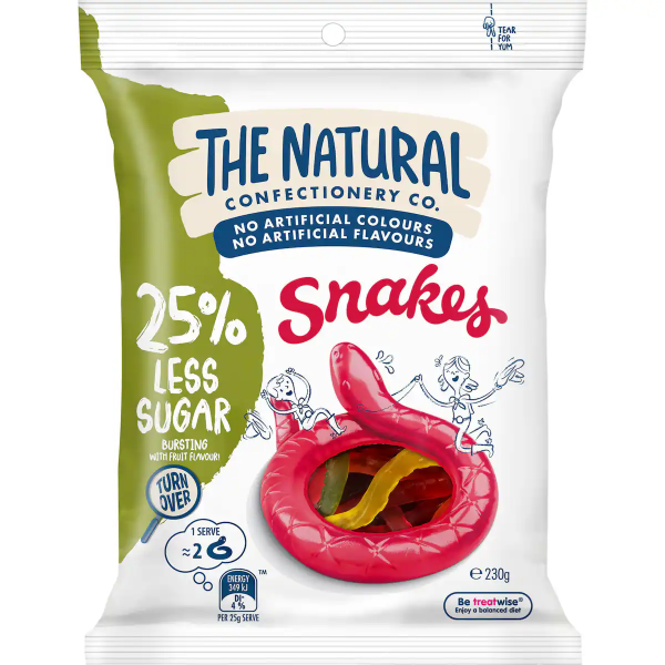 TNCC 25% LESS SUGAR SNAKES 230G