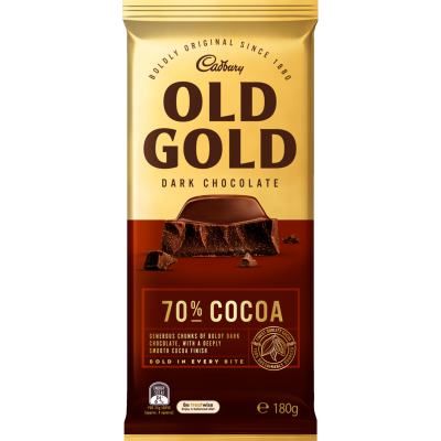 CADBURY BLOCK OLD GOLD 70% COCOA 180G 1X16