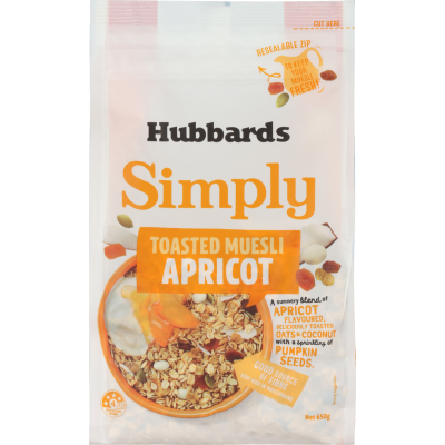 HUBBARDS SIMPLY MUESLI TOASTED APRICOT 650G
