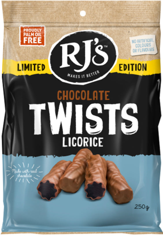 RJ'S BAG LICORICE MILK CHOC BLACK 250G (Clearance)
