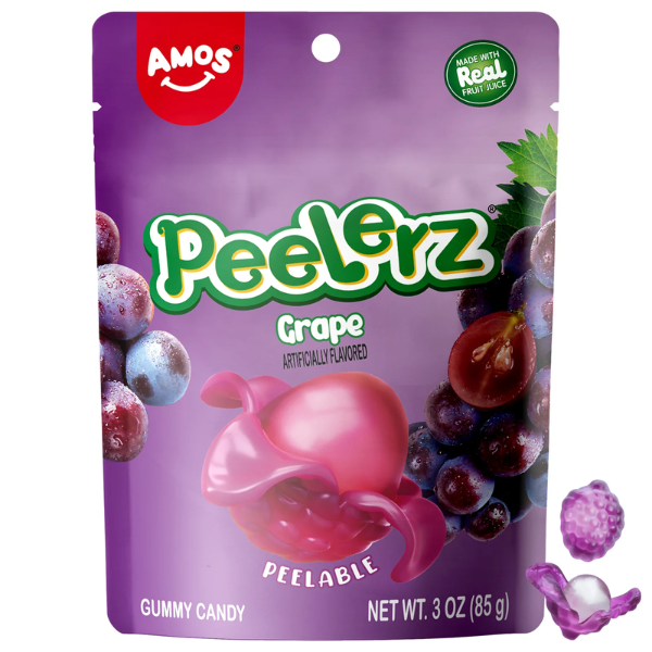 AMOS GUMMY PEELERZTM GRAPE - 85GM 1X24