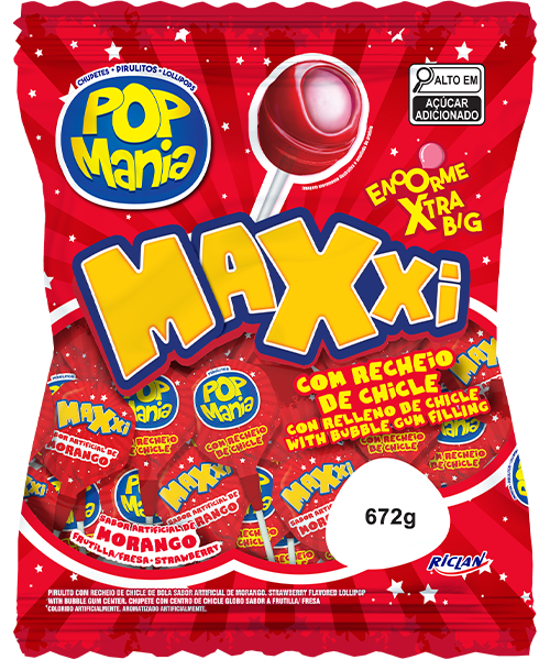 RICLAN POP MANIA MAXXI LOLLIPOP STRAWBERRY 28G 1X48 --128775