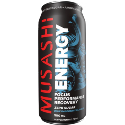 MUSASHI ENERGY DRINK BLUE RASPBERRY 500ML CAN 1X12