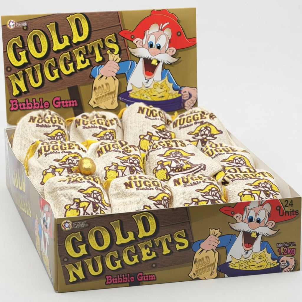 JOJO GOLD NUGGETS BUBBLE GUM 50G 1X24