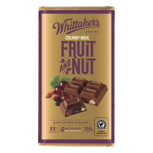 WHITTAKER'S BLOCK FRUIT & NUT 250G 1X12