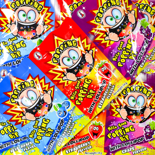DRAGON NOVELTY MEGA SOUR POPPING DIP 54G 1X24