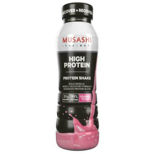MUSASHI 35635-6 MILK DRINK HIGH PRO STRAWBERRY 375ML 1X6