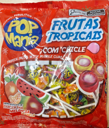 LOLLIPOP POP MANIA TROPICAL FRUITS 9G 1X500G