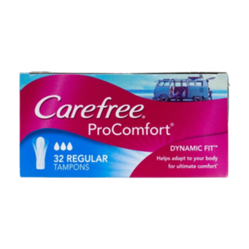 CAREFREE SUPER REGULAR TAMPONS PRO COMFORT DYNAMIC FIT 32PK 1X12