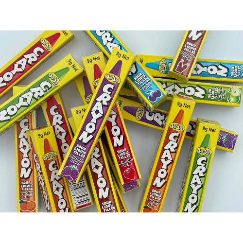 JOJO CRAYON SOUR FILLED BUBBLE GUM 9G 1X48