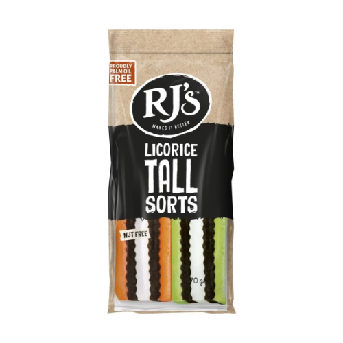 RJ'S LICORICE TALLSORTS 70G 1X20