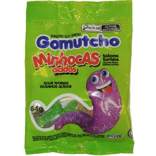 RICLAN JELLY GOMUTCHO SOUR WORMS 64G (Clearance)