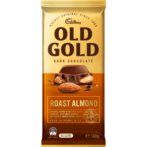 CADBURY BLOCK OLD GOLD ROAST ALMOND 180G 1X14 (Clearance)