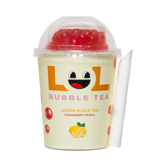 LOL BUBBLE TEA LEMON BLACK TEA WITH STRAWBERRY FLAVOUR POPPING BOBA 275ML 1X10
