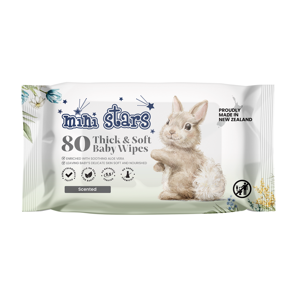 MINISTARS BABY WIPES SCENTED 80'S 1X12