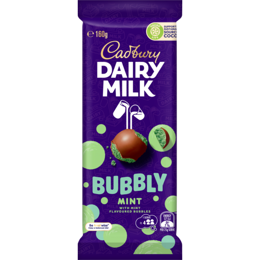 CADBURY BLOCK BUBBLY MINT 160G 1X11 (Clearance)