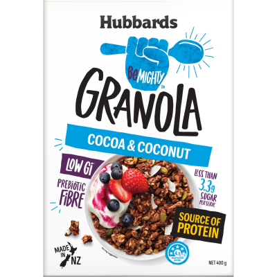 HUBBARDS BEMIGHTY GRANOLA COCOA & COCONUT 400G