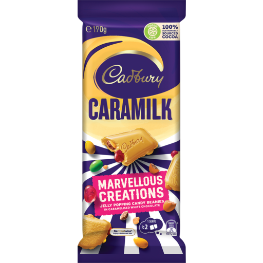 CADBURY BLOCK CARAMILK MARVELLOUS CREATIONS 190G 1X16