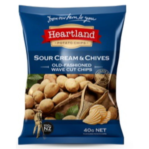 HEARTLAND SOUR CREAM & CHIVES - WAVE CUT 40G 1X24