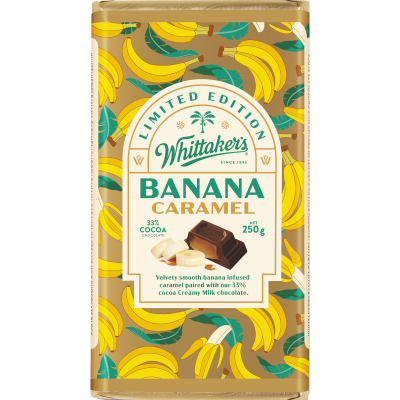 WHITTAKER'S BLOCK BANANA CARAMEL 250G 1X12