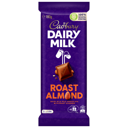 CADBURY BLOCK ROAST ALMOND 180G 1X14