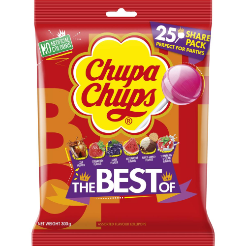 CHUPA CHUPS BEST OF BAG 300G 1X6X25 UNITS