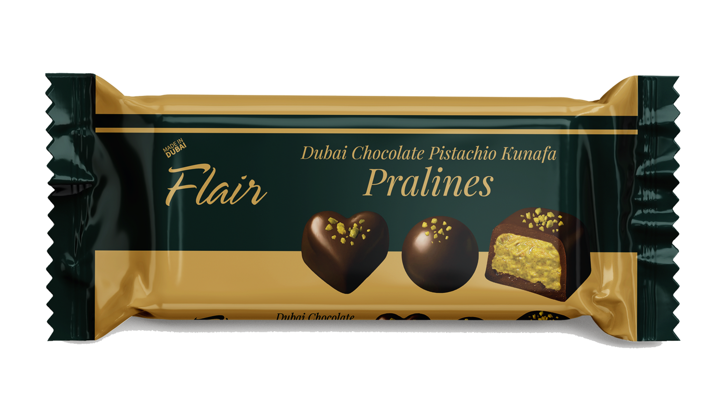 FLAIR DUBAI CHOCOLATE PISTACHIO KUNAFA PRALINES 45G 1X12