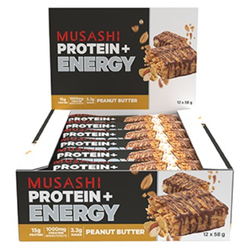 MUSASHI PROTEIN BAR ENERGY PEANUT BUTTER 58G 1X12