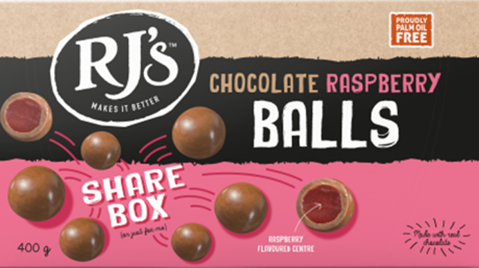 RJ'S BAG RASPBERRY CHOC BALLS GIFT 400G