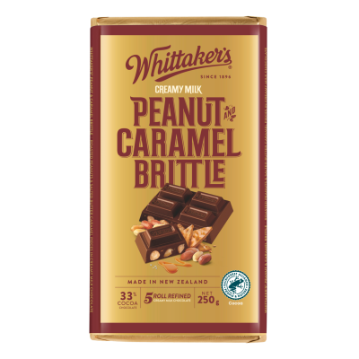 WHITTAKER'S BLOCK PEANUT & CARAMEL BRITTLE 250G 1X12