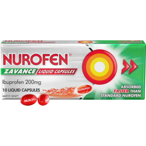 NUROFEN ZAVANCE LIQUID 200MG CAPSULES 1X10 (Clearance)