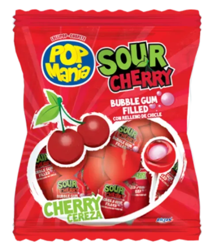 RICLAN POP MANIA LOLLIPOP SOUR CHERRY 14G 1X48