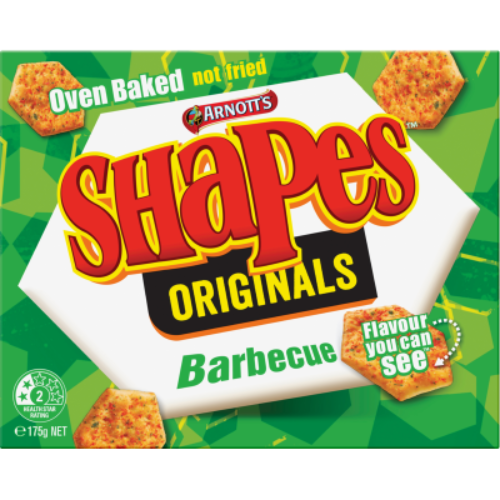 ARNOTT'S SHAPES ORIGINAL BOX SHAPES BARBEQUE CRACKERS 175G