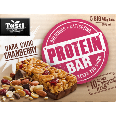Tasti Protein Bars Dark Choc Cranberry 40g 1x5