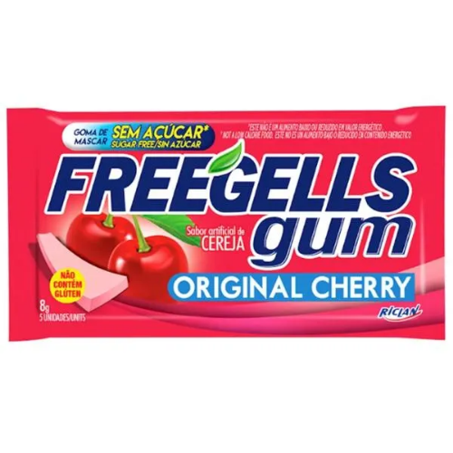 SUGAR FREE CHEWING GUM FREEGELLS GUM ORIGINAL CHERRY 1X15