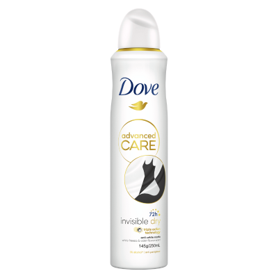 DOVE ANTIPERSPIRANT INVISIBLE DRY ANTI WHITE MARKS WHITE FREESIA AND VIOLET FLOWER SCENT 250ML 1X6