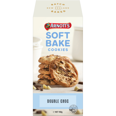 ARNOTT'S SOFTBAKE COOKIES DOUBLE CHOCOLATE 150G (Clearance)