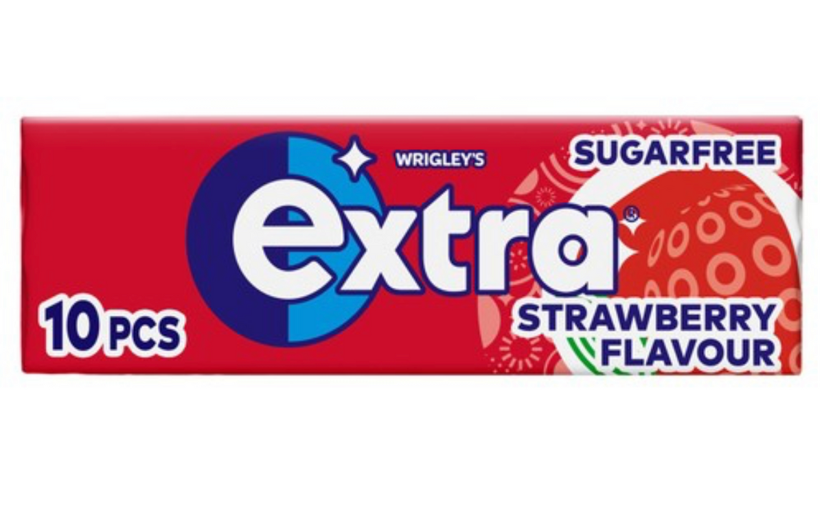 WRIGLEY'S EXTRA STRAWBERRY FLAVOUR SUGAR FREE CHEWING GUM 14G 1X30