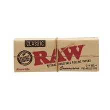 RAW ROLLING FILTER PAPERS KING SIZE SLIM + PRE ROLLED TIPS 1X24