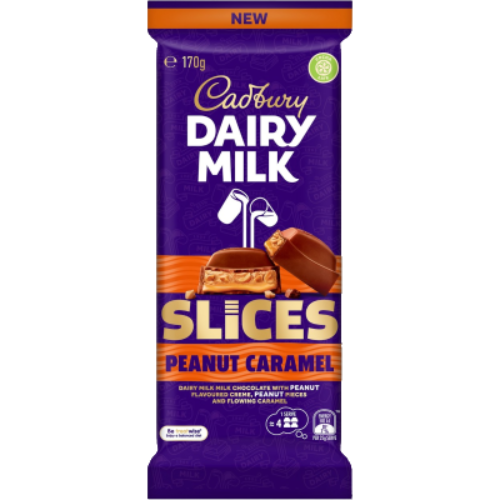 CADBURY BLOCK PEANUT CARAMEL SLICES 170G 1X16