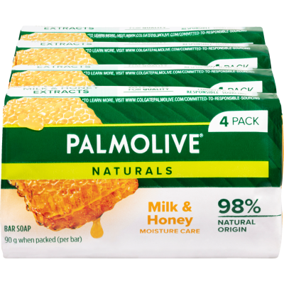 PALMOLIVE SOAP BARS NATURALS MILK & HONEY MOISTURE CARE 90G 1X4
