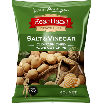 HEARTLAND SALT AND VINEGAR - WAVE CUT 40G 1X24