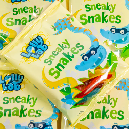 DRAGON NOVELTY LOLLY LAB 130G SLIMEY SNAKES BAGS