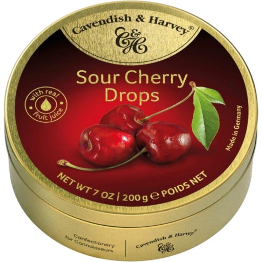 CAVENDISH & HARVEY SOUR CHERRY DROPS 200G 1X10